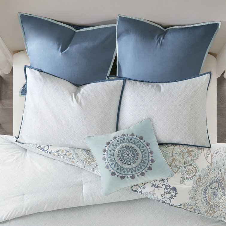 Isla Blue Queen Cotton Reversible 8-Piece Comforter Set