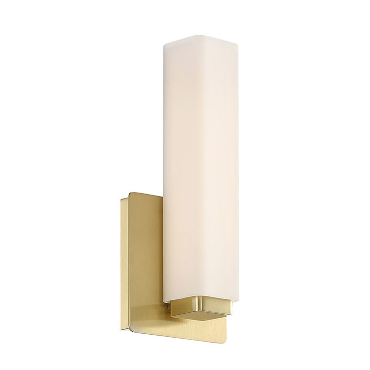 Vogue Transitional LED Armed Sconce in Brushed Brass with Frosted Glass
