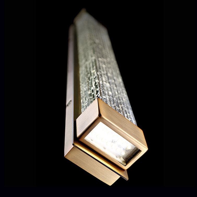 Aged Brass 14" LED Wall Sconce with Crystal Inset