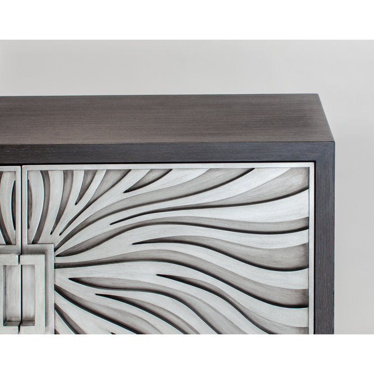 48'' Gray and White MDF Sideboard with Stainless Accents