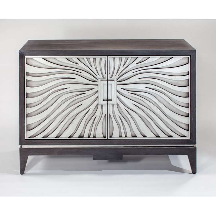 48'' Gray and White MDF Sideboard with Stainless Accents