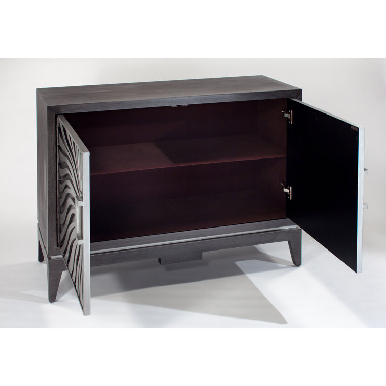 48'' Gray and White MDF Sideboard with Stainless Accents