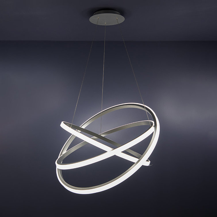 Veloce 26" Black LED Chandelier with White Silica Diffuser