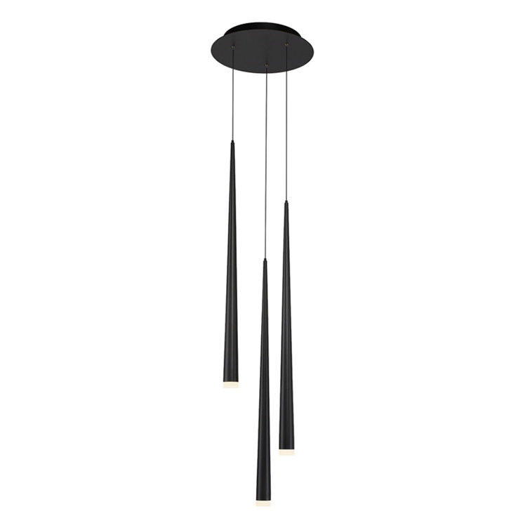 Cascade Frosted Glass 3-Light LED Pendant in Matte Black
