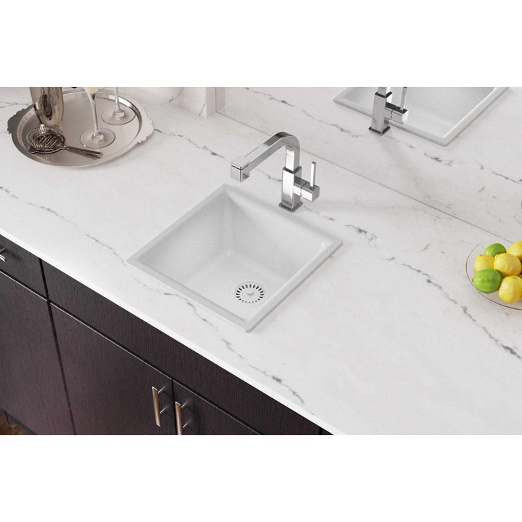 White Quartz Classic Single Bowl Dual Mount Bar Sink