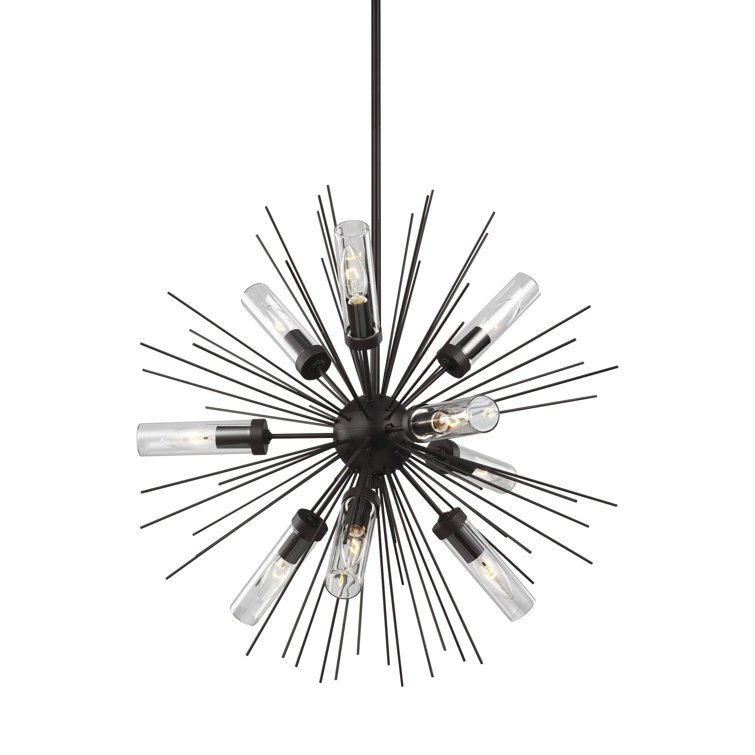 Oil Rubbed Bronze Sputnik Outdoor Chandelier with Clear Glass Shades