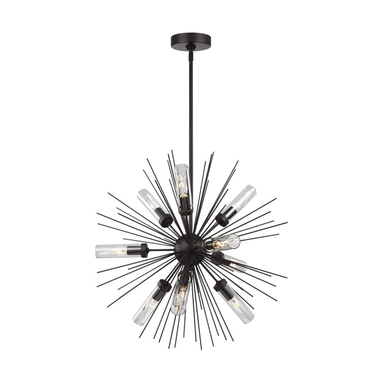 Oil Rubbed Bronze Sputnik Outdoor Chandelier with Clear Glass Shades