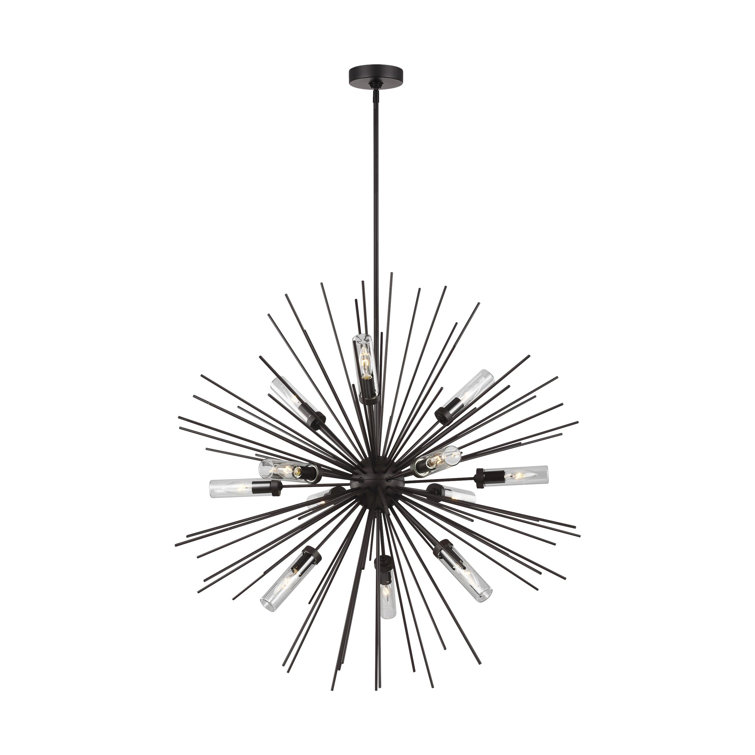 Oil Rubbed Bronze Sputnik 12-Light Outdoor Chandelier with Clear Glass