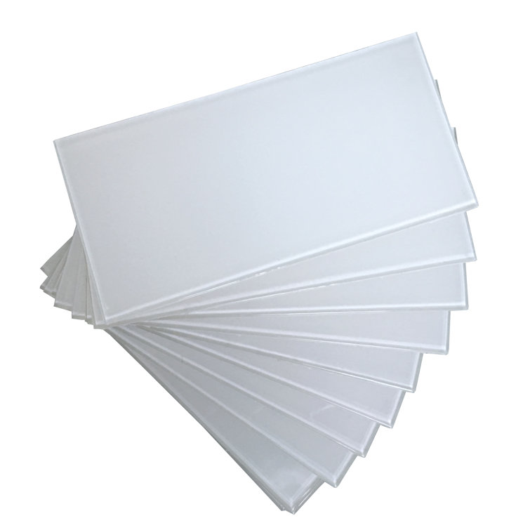 White Glass Subway Peel and Stick Wall Tiles