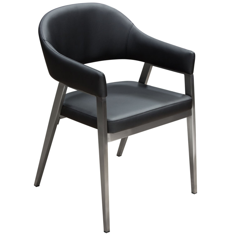 Adele Black Faux Leather Metal Frame Arm Chair Set of 2