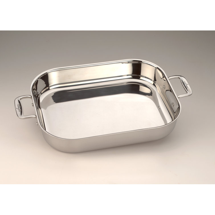 Stainless Steel Lasagna Pan with Black Lid, 14.5 x 11.75 x 2.5 inch