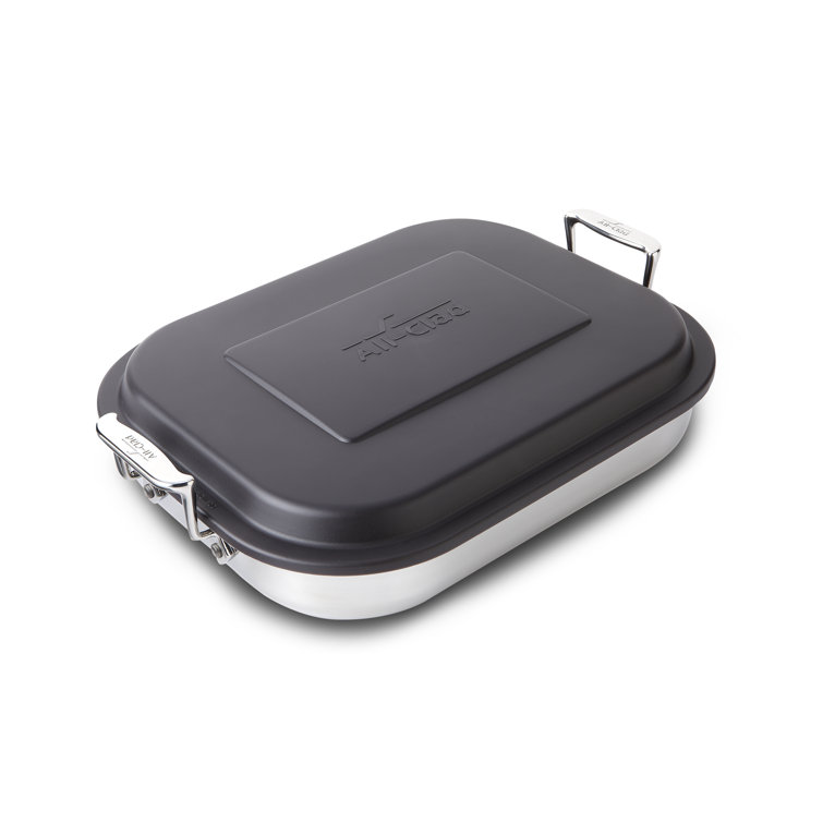 Stainless Steel Lasagna Pan with Black Lid, 14.5 x 11.75 x 2.5 inch