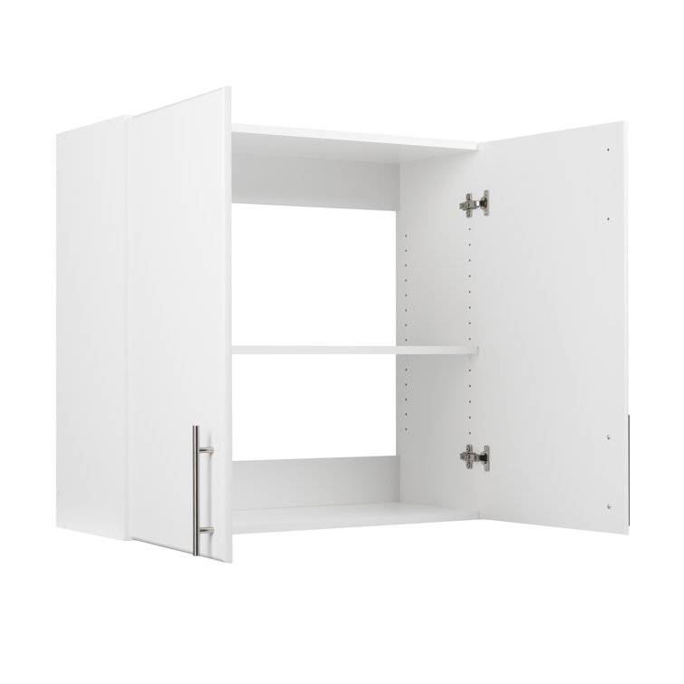 White Composite Wall Cabinet with Adjustable Shelving