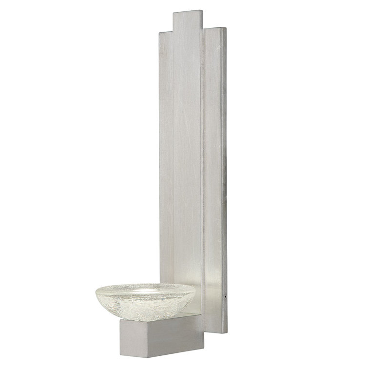 Delphi Silver Leaf Dimmable LED Wall Sconce with Hand Cast Studio Glass