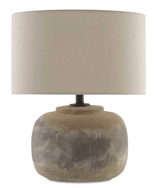 Antique Earth Concrete Table Lamp with Light Beige Linen Shade