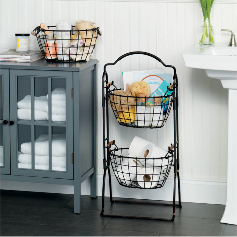 Harbor Antique Black 3-Tier Adjustable Metal Storage Basket