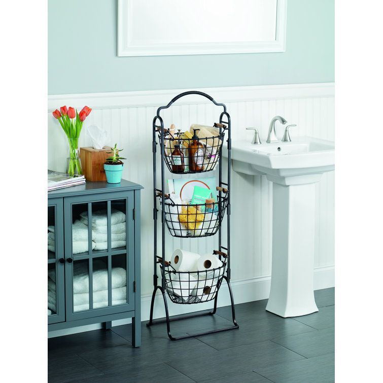 Harbor Antique Black 3-Tier Adjustable Metal Storage Basket