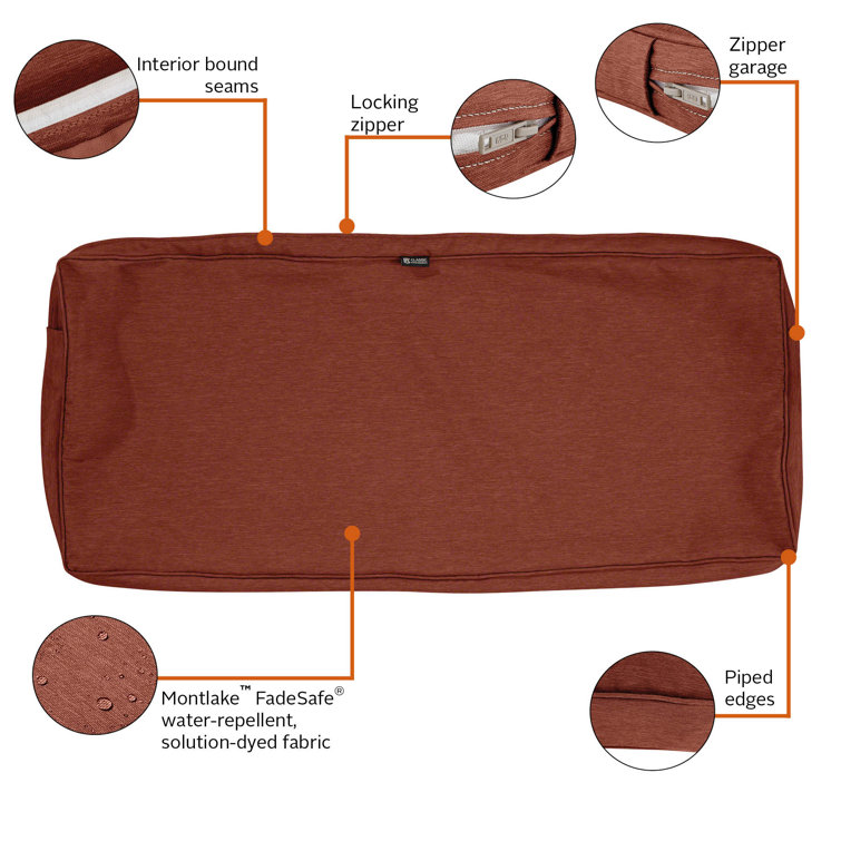 Heather Henna Red 54" Outdoor Bench Cushion with Water-Resistant Cover