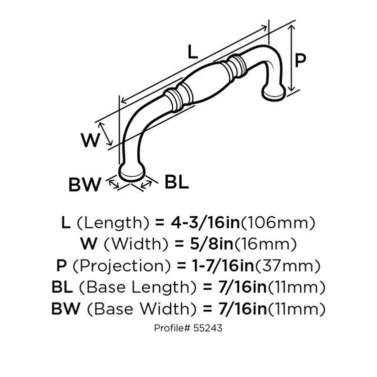 Polished Nickel 5-1/16 Inch Traditional Bar Pull