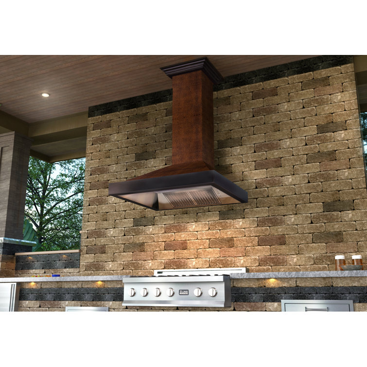 Hand-Hammered Copper 30" Convertible Wall Mount Range Hood