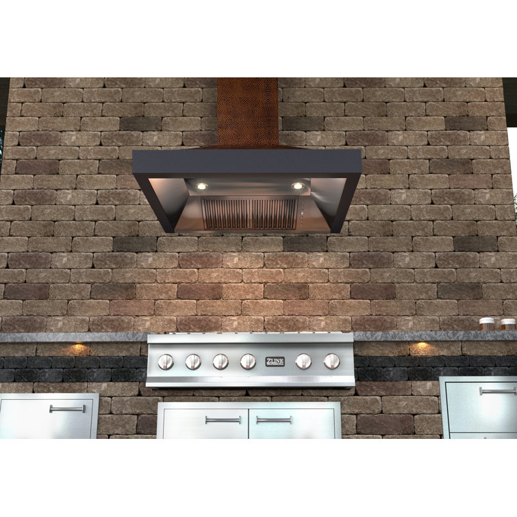 Hand-Hammered Copper 30" Convertible Wall Mount Range Hood