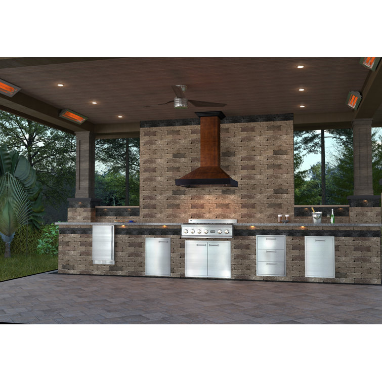 Hand-Hammered Copper 30" Convertible Wall Mount Range Hood