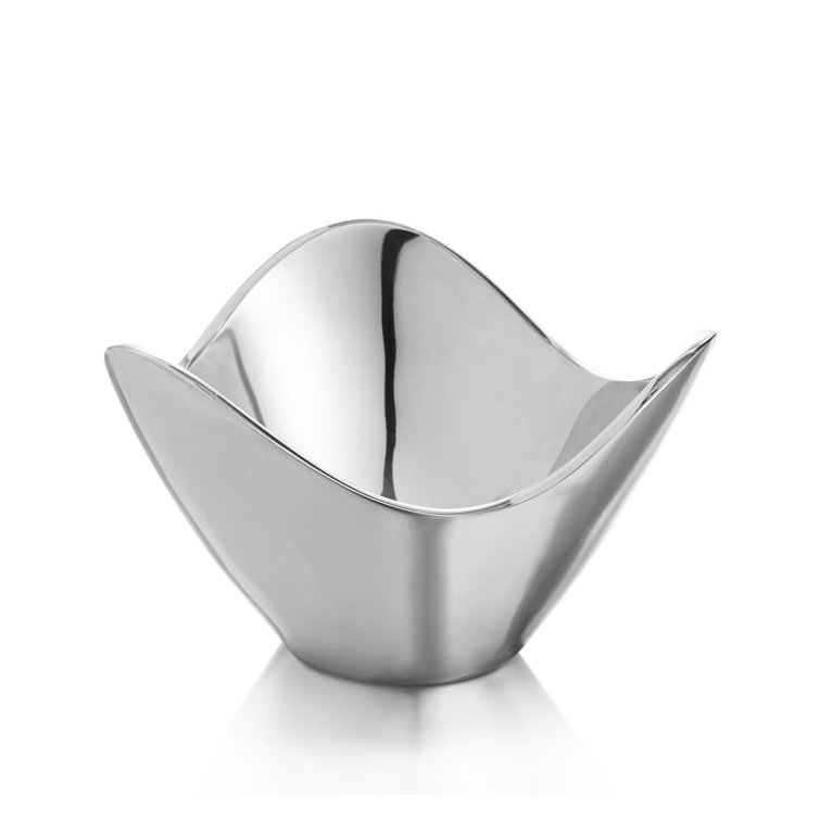 Silver Abstract Shaped Alloy Decorative Bowl