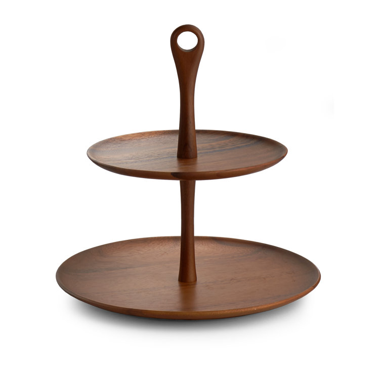 Acacia Wood Two-Tier Dessert Stand, 12.5"
