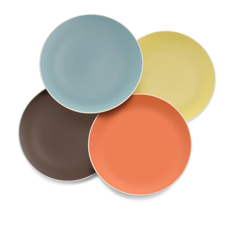 Vibrant Multicolor Porcelain Salad and Dessert Plates Set