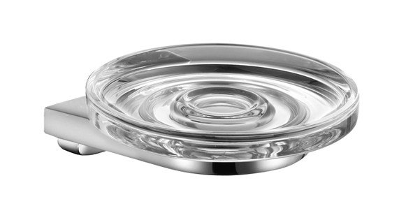 Modern Polished Chrome and Glass Wall-Mount Soap Dish