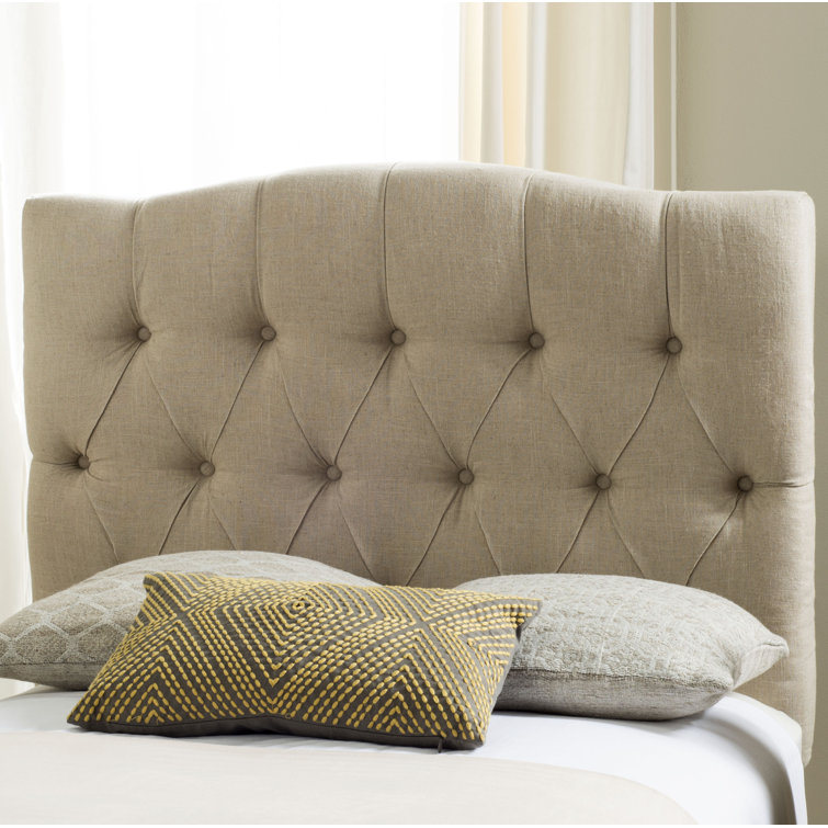 Beige Linen Tufted Queen Upholstered Headboard