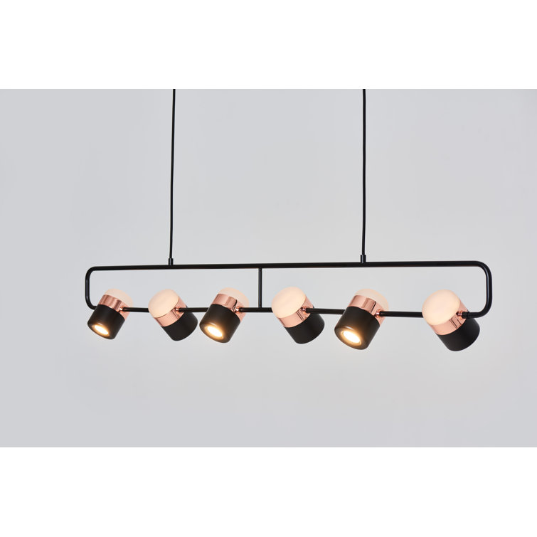 Ling 6-Light Black/Copper LED Linear Pendant