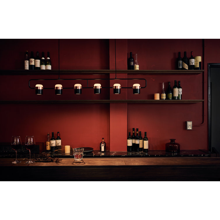 Ling 6-Light Black/Copper LED Linear Pendant