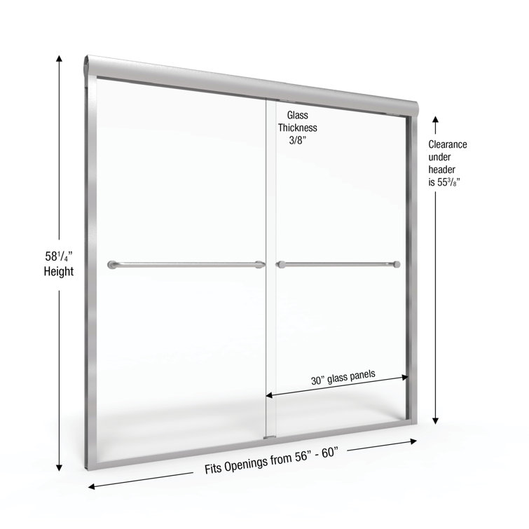 Celesta 60" x 58.25" Brushed Nickel Semi-Frameless Sliding Tub Door