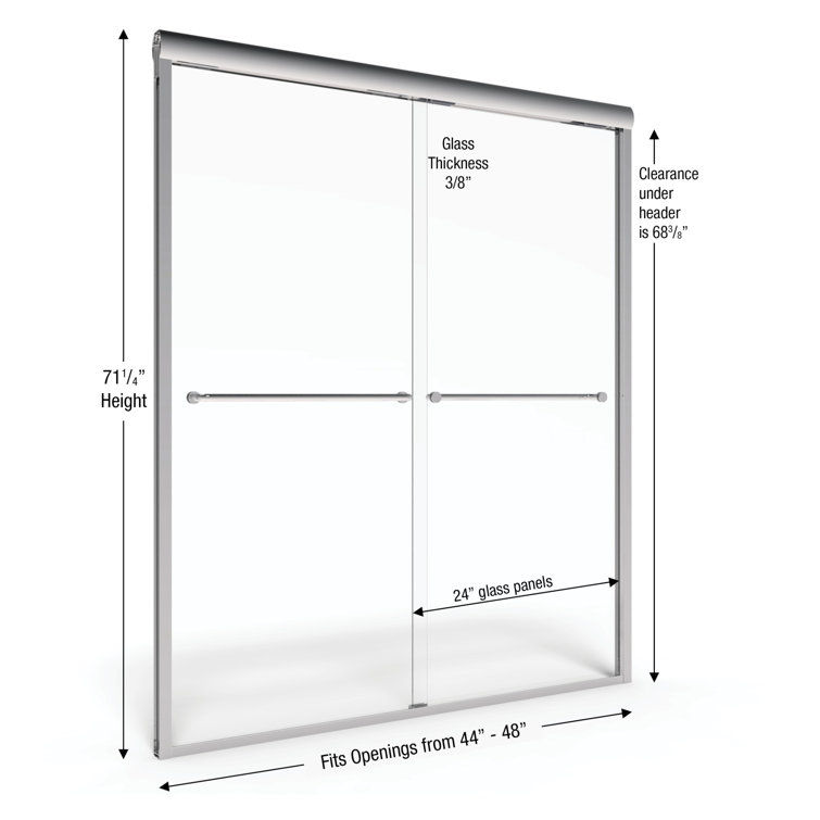 Celesta Chrome Semi-Frameless Sliding Shower Door with Clear Glass