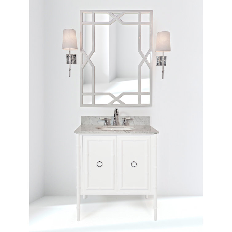 Vero Classic White Lacquered Metal Rectangular Wall Mirror