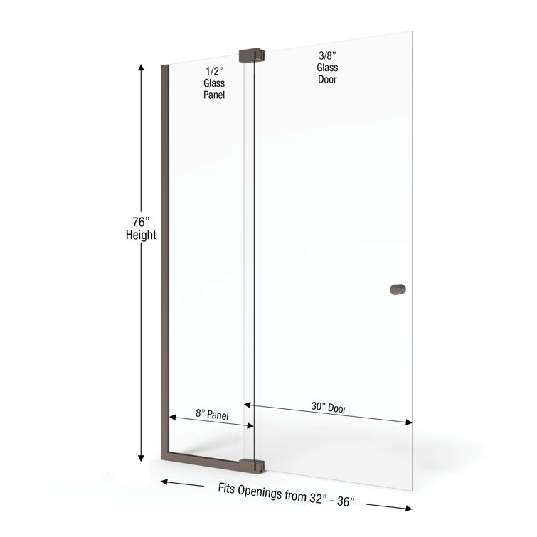 Cantour 76" Frameless Pivot Shower Door in Oil Rubbed Bronze