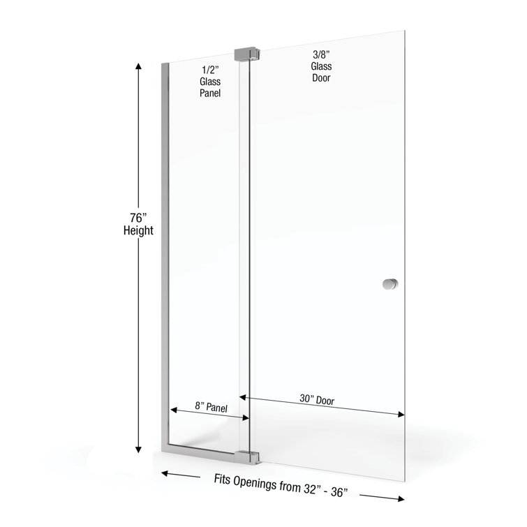 Cantour 76" Frameless Pivot Shower Door in Oil Rubbed Bronze