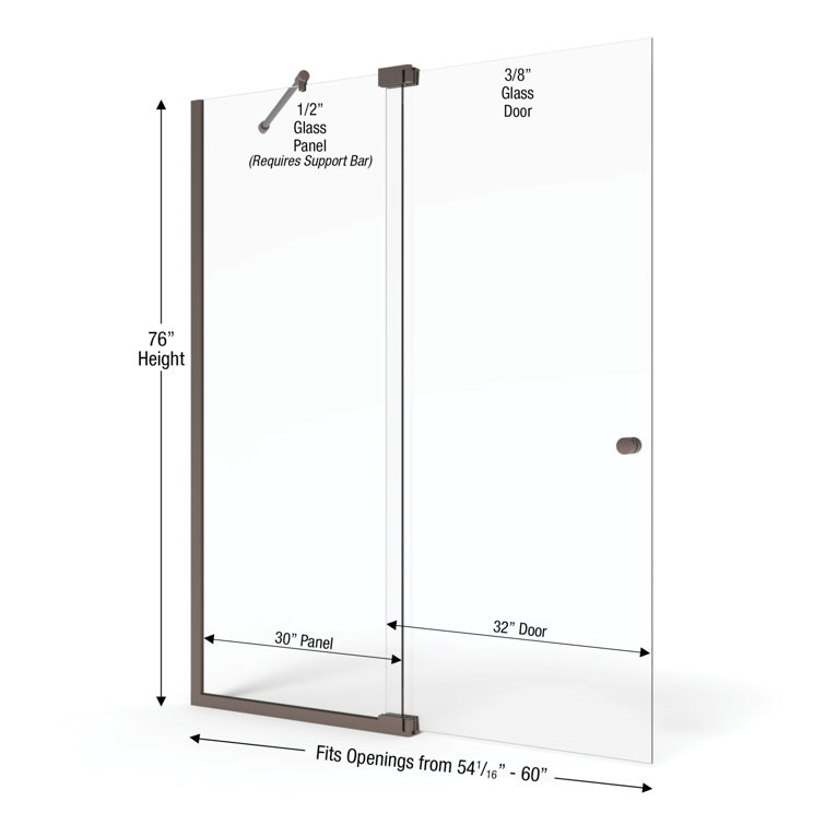 Cantour 54" Oil Rubbed Bronze Frameless Pivot Shower Door