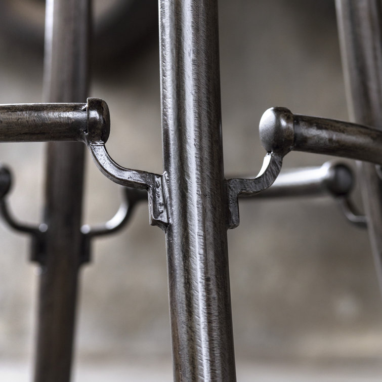 Adjustable Swivel Industrial Brown Wood and Metal Bar Stool