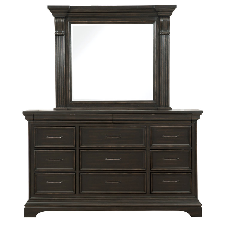 Caldwell Brown 11-Drawer Dresser with Mirror