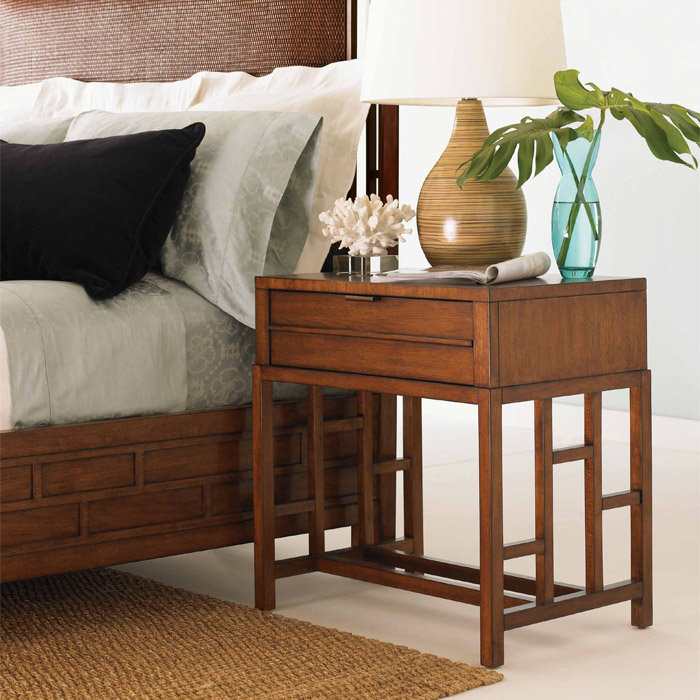 Transitional Brown 28" Kaloa Single Drawer Nightstand