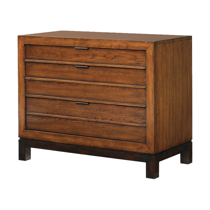 Brown Transitional 3-Drawer Wooden Nightstand