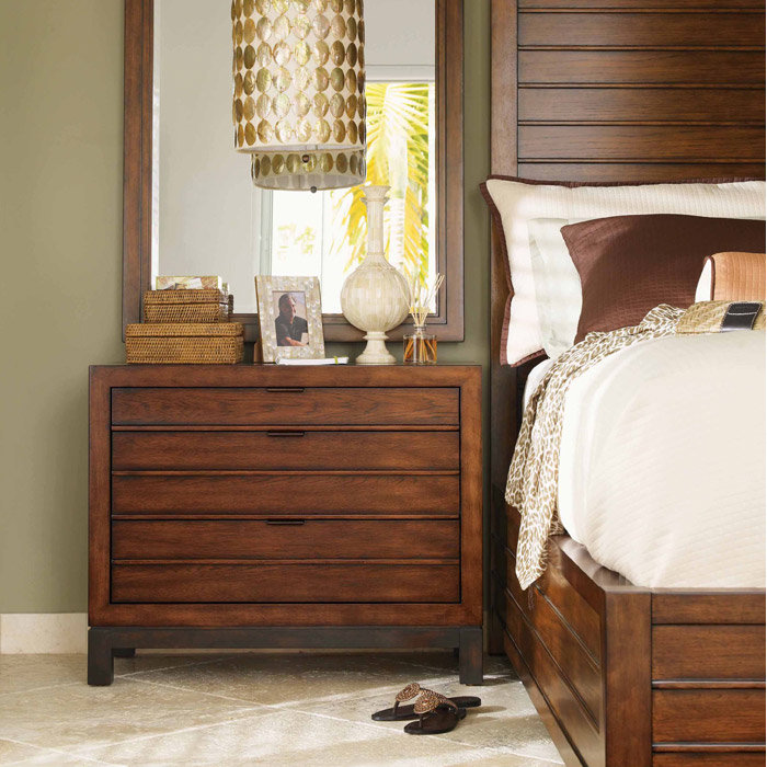 Brown Transitional 3-Drawer Wooden Nightstand