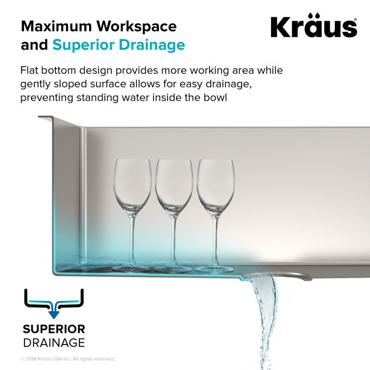 Kraus 33'' Satin Stainless Steel Double Bowl Undermount Kitchen Sink