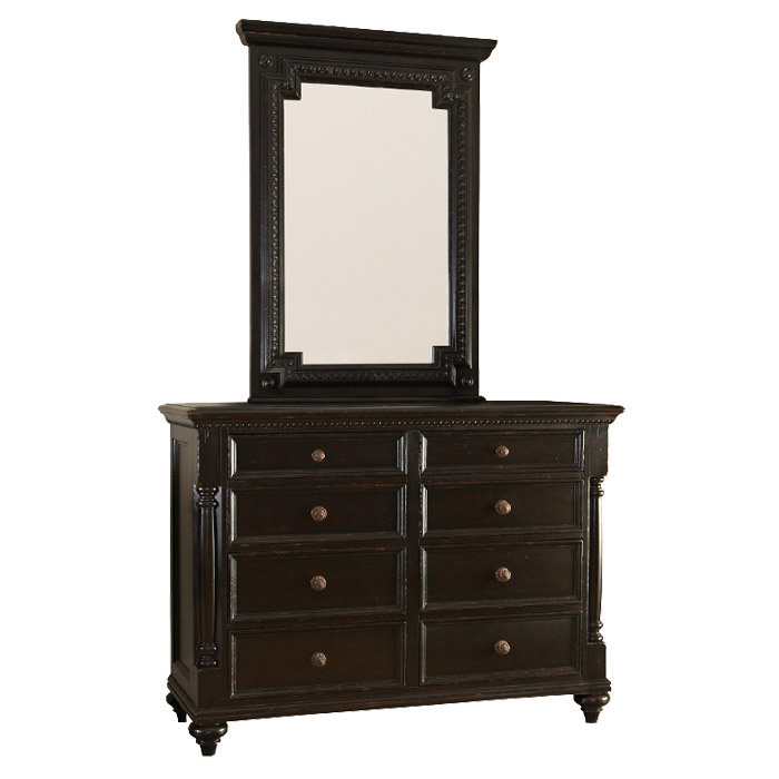 Black Traditional 8-Drawer Dresser with Dovetail Drawers