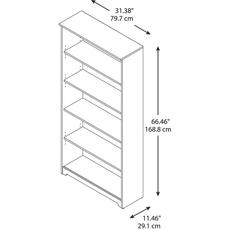 Cabot Traditional Heather Gray 5-Shelf Adjustable Bookcase