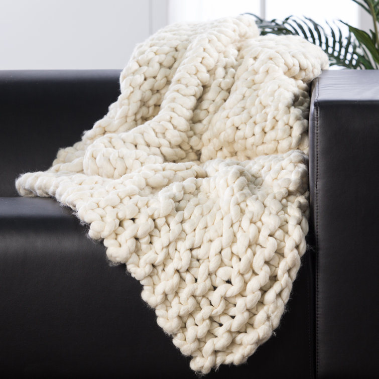 Nordic Hygee Ultra-Plush Gray Knitted Wool Throw Blanket 60"x50"