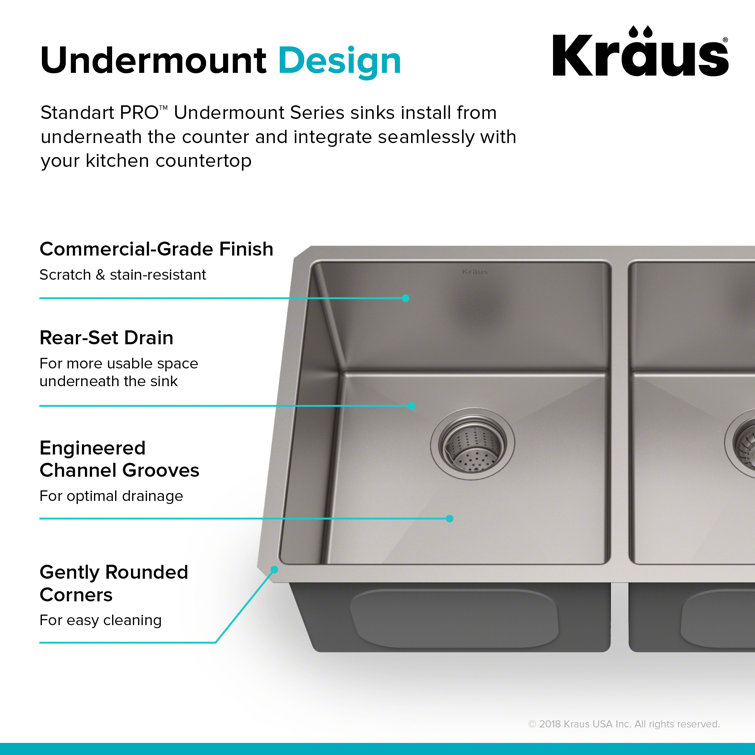 33" Satin Stainless Steel Double Bowl Farmhouse Sink with Disposal