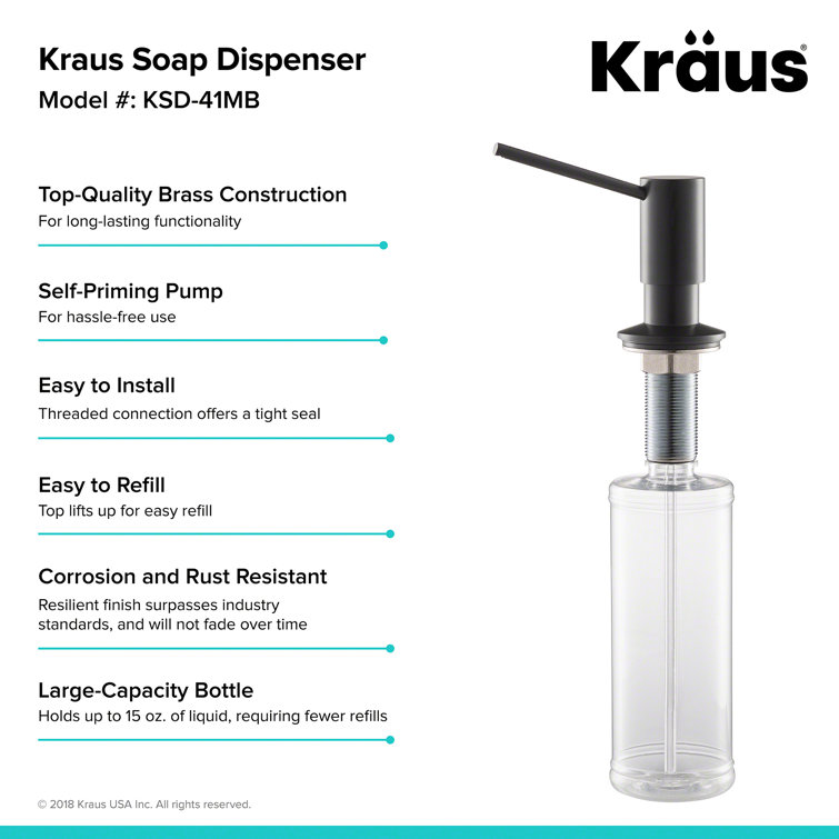 Matte Black Stainless Steel Kitchen Soap and Lotion Dispenser